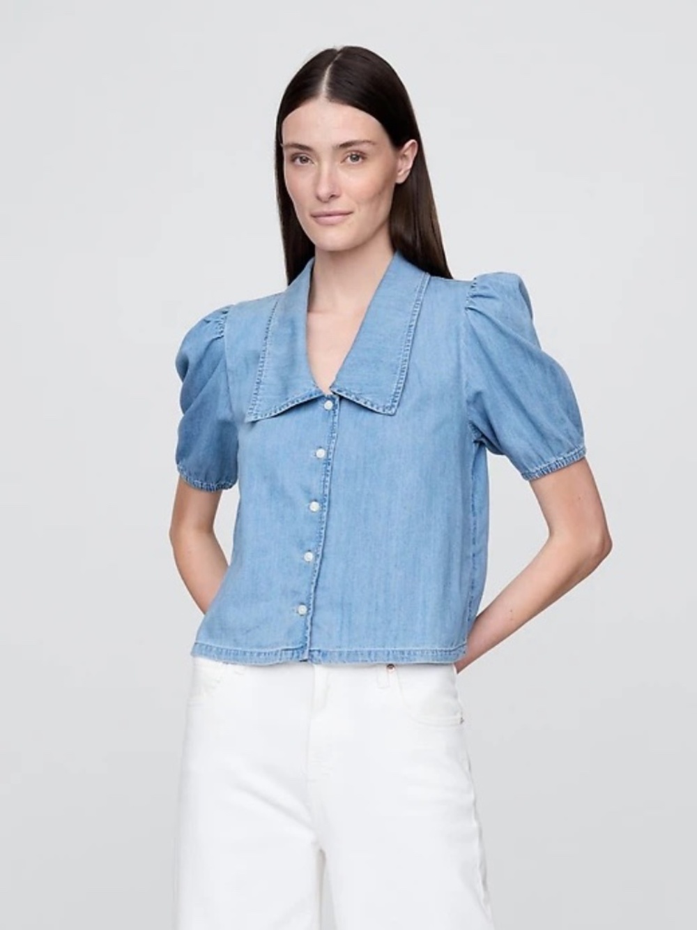 NWT Gap Puff Sleeve Shirt with Collar